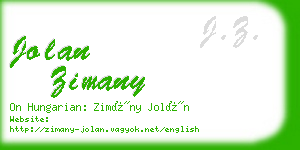 jolan zimany business card